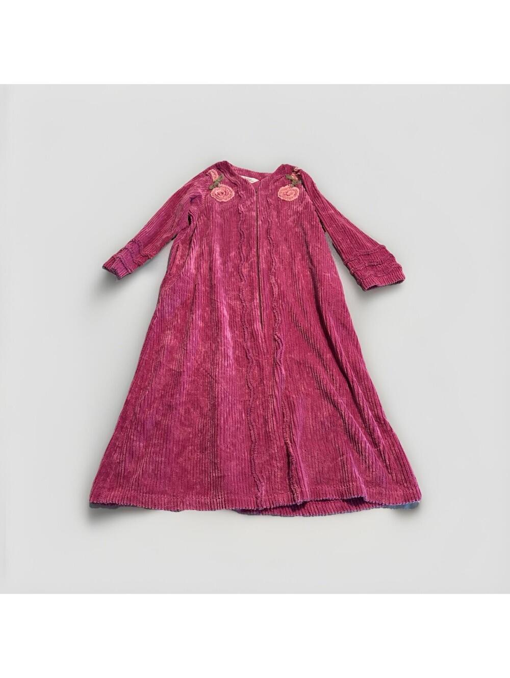 Vermont Country Store Chenille Blossom Robe 3/4 Zip Retro Rose Pink Size 1X